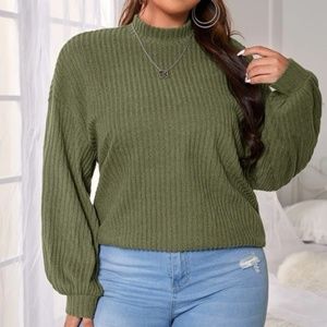 Green mock neck sweater